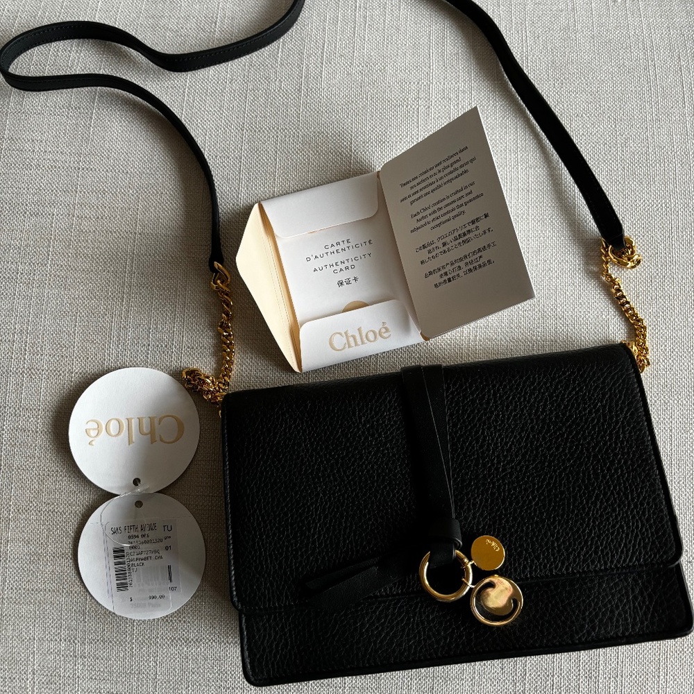 Chloé Black Alphabet Clutch Bag with Chain
